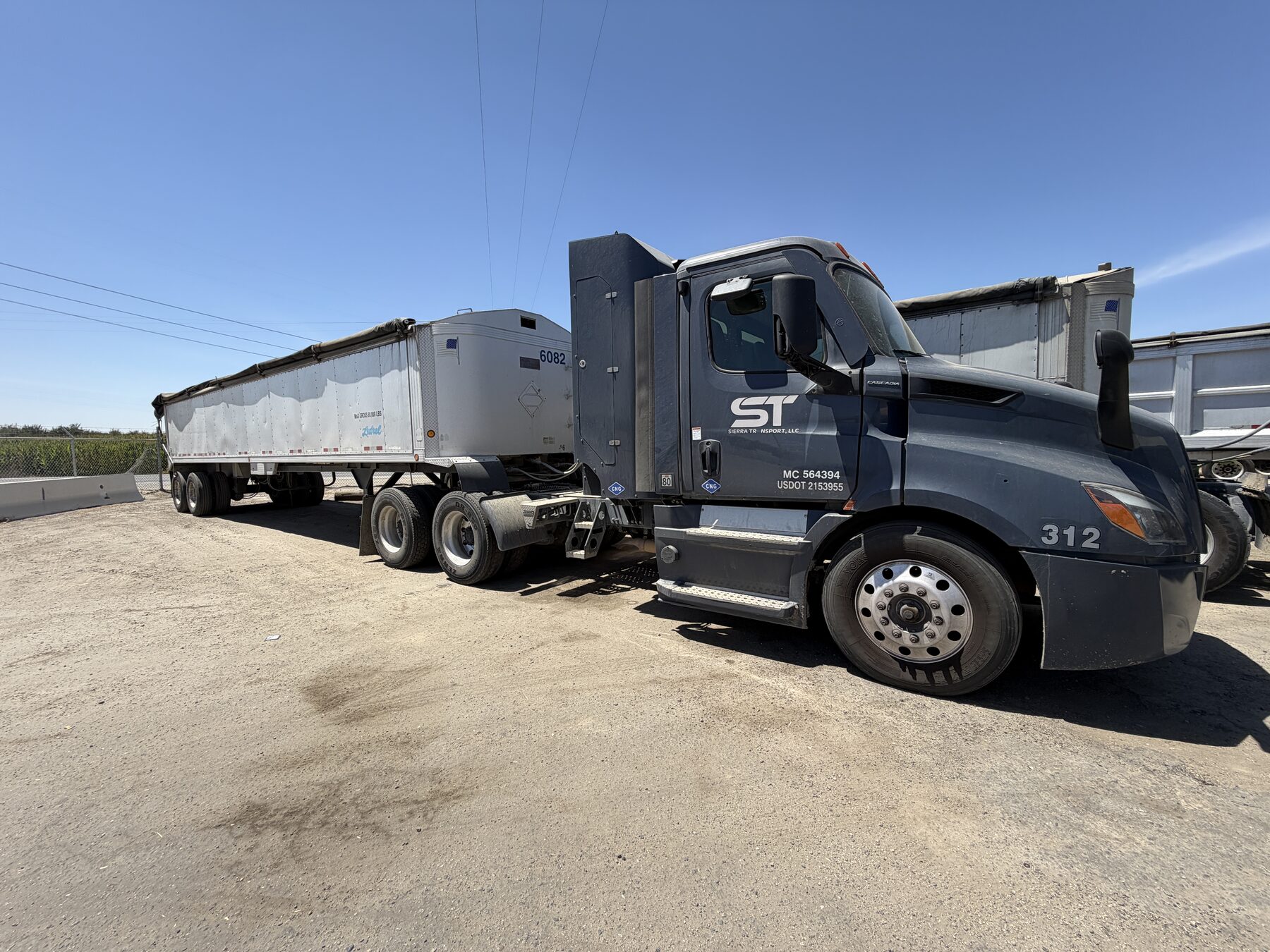 All Seasons Logistics end-dump rig at the operations yard